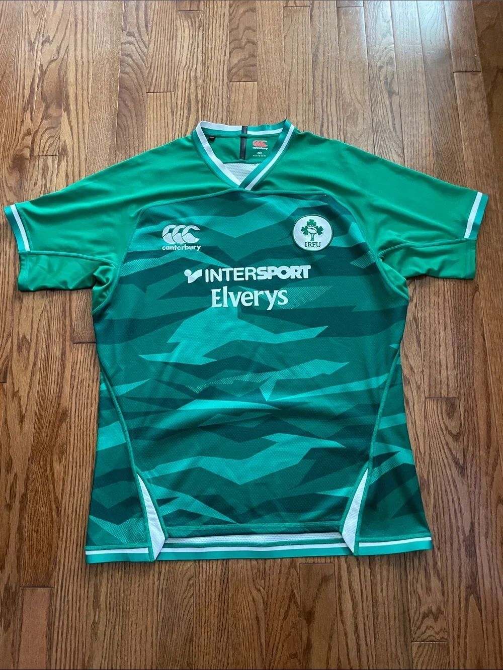Canterbury Elverys IRFU Green Camo Rugby Jersey Men’s Sz 2XL